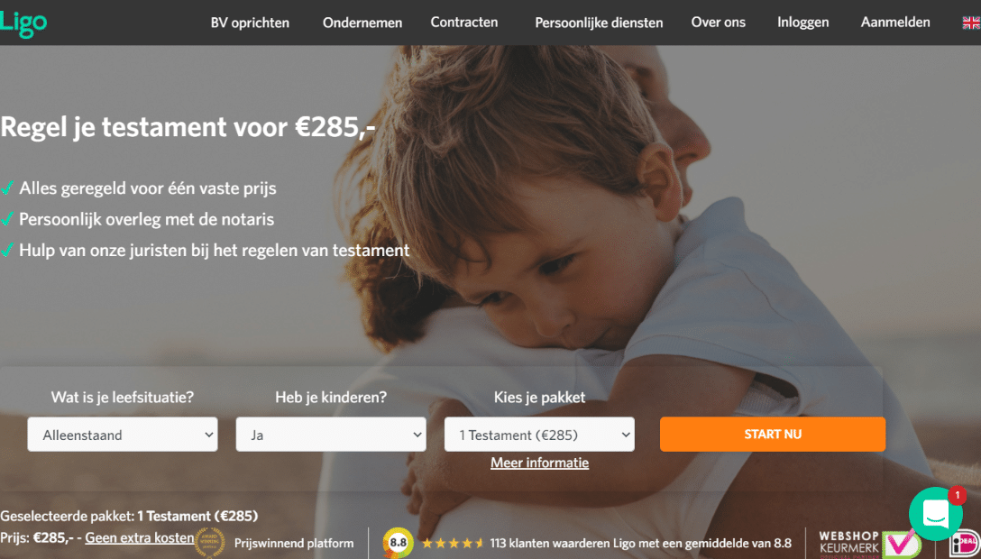 Ligo testament online opstellen