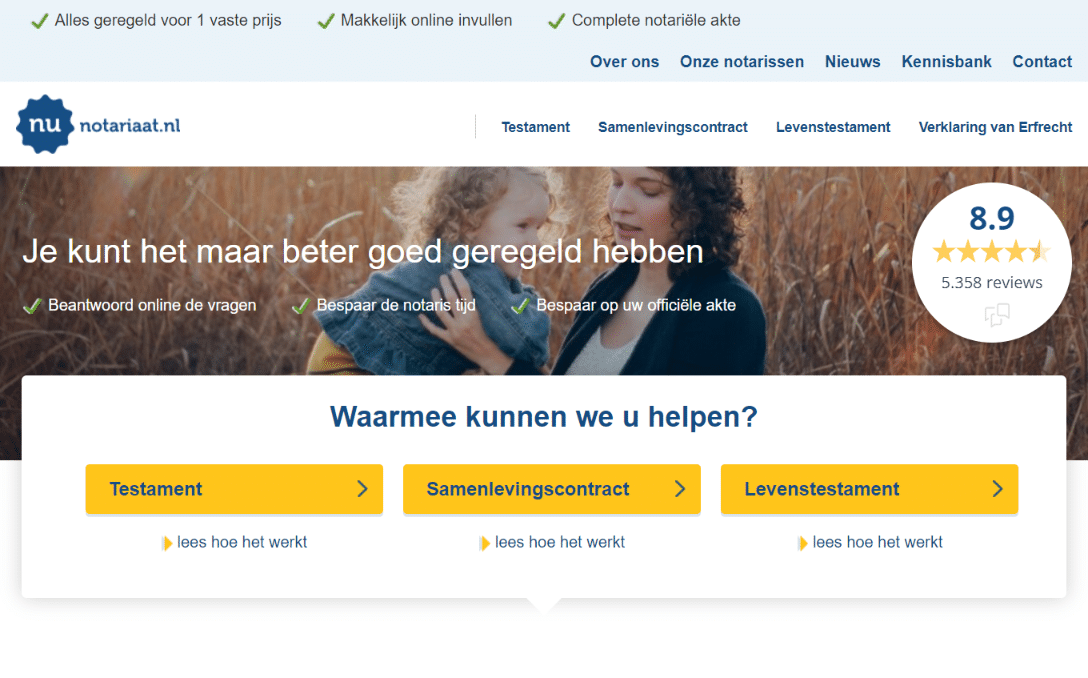 Nu Notariaat testament online opstellen