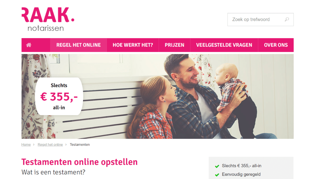 Raak notarissen testament online opstellen